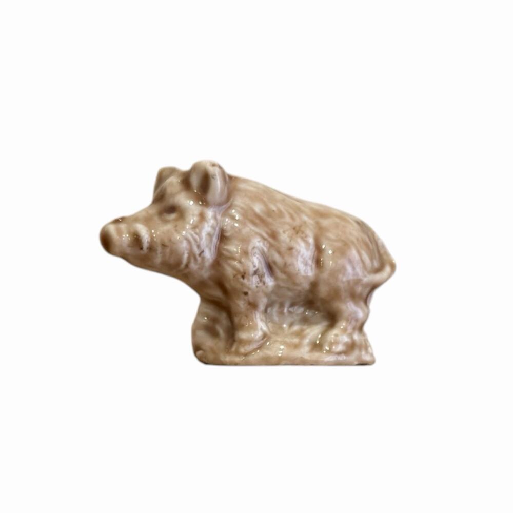 Vintage Wade Whimsies Wild Boar Porcelain Figurine Red Rose Tea England Mini Hog